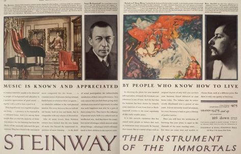 1929 Steinway Piano Ad ~ Rachmaninoff & Anisfeld
