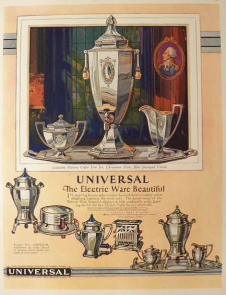 1928 Universal Electric Ware Ad ~ Lafayette Coffee Urn