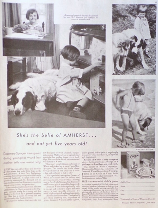 1931 Cream of Wheat Ad ~ Rosemary Sprague ~ Amherst, MA