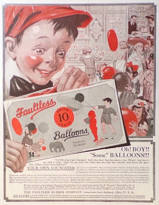 1920 Faultless Balloons for Kids Vintage Ad