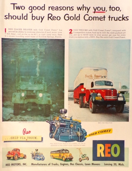 1951 Reo Gold Comet Truck Ad ~ 2 Reasons to Buy
