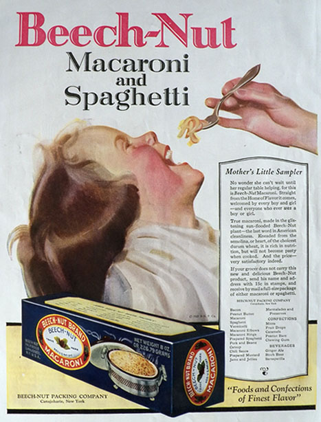 1922 Beechnut Macaroni & Spaghetti Ad ~ Mother's Little Sampler