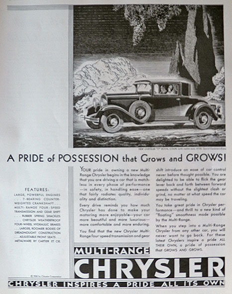 1930 Chrysler Royal Coupe Ad ~ Pride of Possession