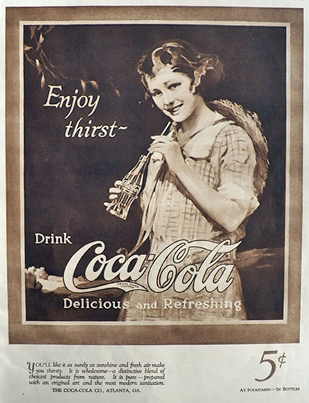 1923 Coke Coca Cola Ad ~ Sunshine & Fresh Air
