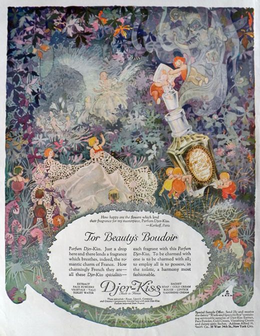 1922 Djer Kiss Perfume Ad ~ Forkum Art