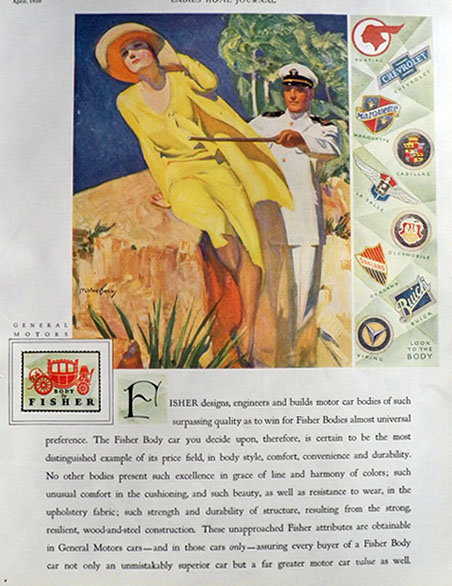 1930 Fisher Bodies Ad ~ McClelland Barclay
