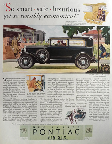 1930 Pontiac Big Six Ad ~ Sensibly Economical