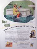 1928 Bon Ami Cleaner Ad ~ Child Cleans Tub