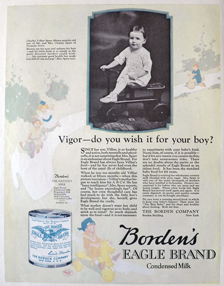 1922 Borden's Condensed Milk Ad ~ Photo of Charles Sparr, Prescott, Iowa