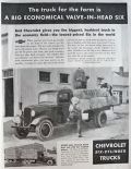 1934 Chevy Six Cylinder Truck Ad ~ Valve-In-Head