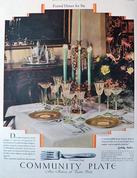 1929 Community Plate Ad ~ Grosvenor Pattern