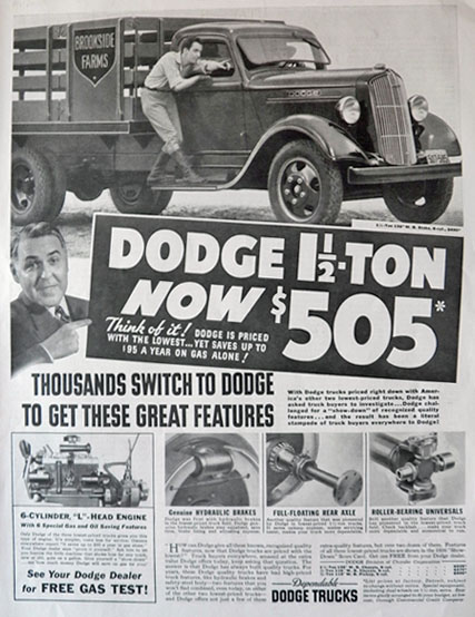 1936 Dodge 1&frac12; Ton Truck Ad