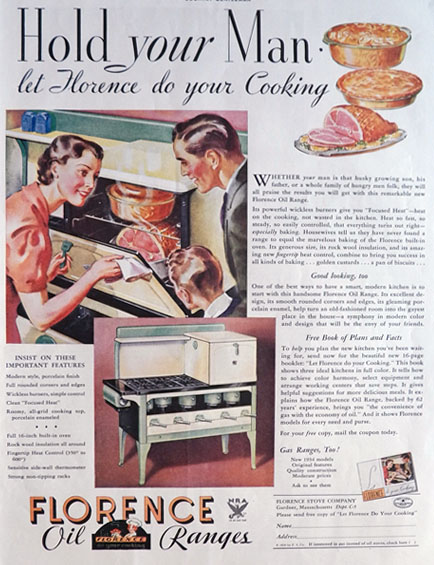1934 Florence Oil Stove Ad ~ Hold Your Man