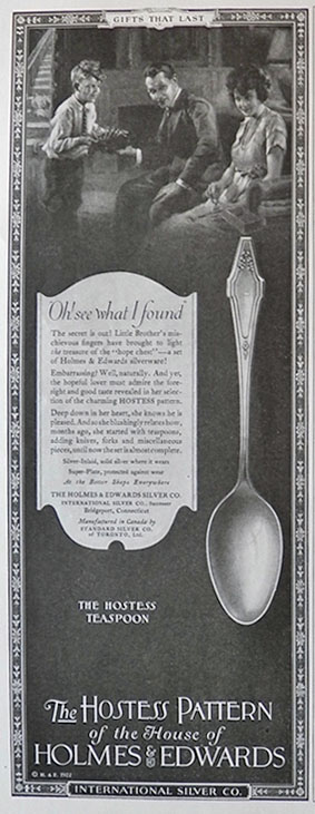 1922 Holmes & Edwards Silver Ad ~ Hostess Pattern