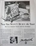 1928 Vintage Hotpoint Toaster Ad ~ Toast Won't Burn