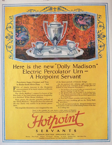 1924 Hotpoint "Dolly Madison" Electric Percolator Ad