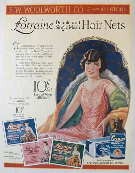 1924 Lorraine Hair Nets at Woolworth Ad