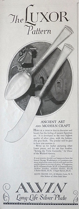 1924 Alvin Silverplate Ad ~ Luxor Pattern
