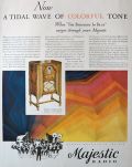 1929 Majestic Radio Ad ~ Tidal Wave of Colorful Tone