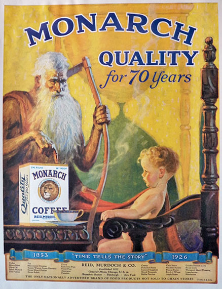 1926 Monarch Coffee Ad ~ Father Time