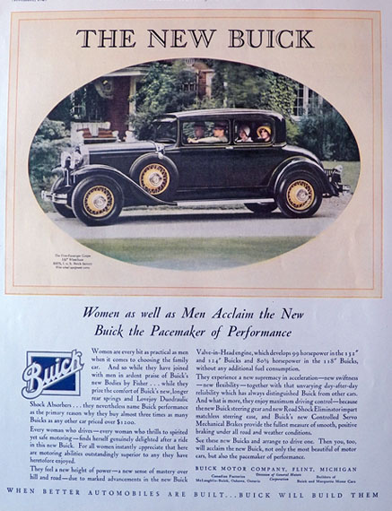 1929 Buick 5-Passenger Coupe Ad ~ Pacemaker of Performance