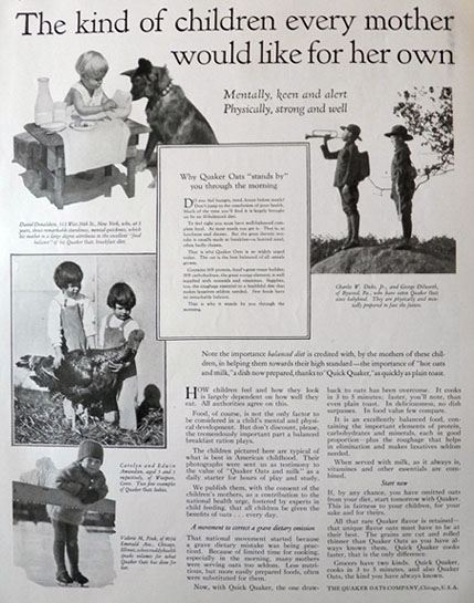 1926 Quaker Oats Ad ~ Photos of Real Children