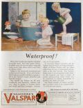 1924 Valspar Varnish Ad ~ Children Bathe & Play in Washtub