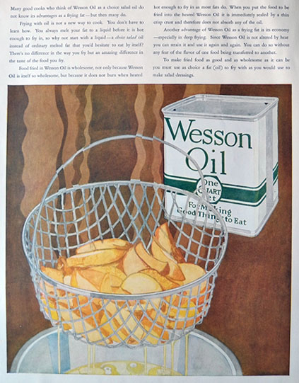 1926 Wesson Oil Ad ~ Basket of French Fries