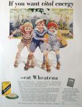 1929 Wheatena Cereal Ad ~ Kids on Roller Skates