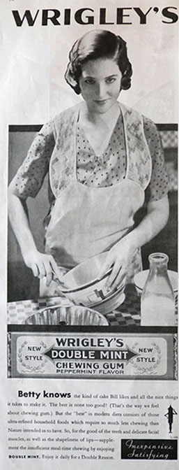 1931 Wrigley's Gum Ad ~ Supplement Insufficient Meal-Time Chewing