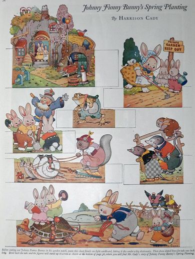 1921 Harrison Cady Cut-Outs ~ Johnny Funny Bunny's Spring Planting