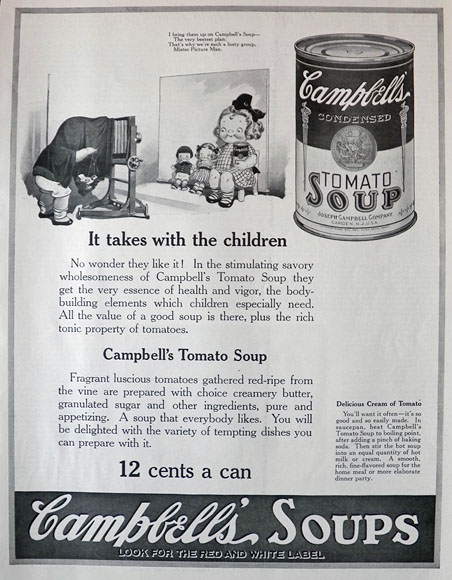 1921 Campbell's Soup Ad ~ Campbell's Kid Photographer