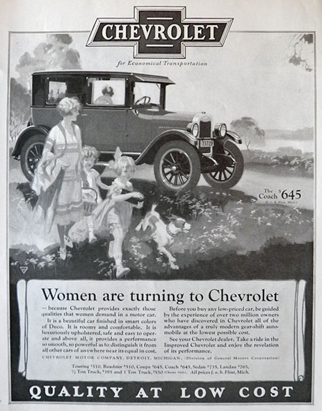 1926 Chevy Coach Ad ~ Women Are Turning to Chevrolet