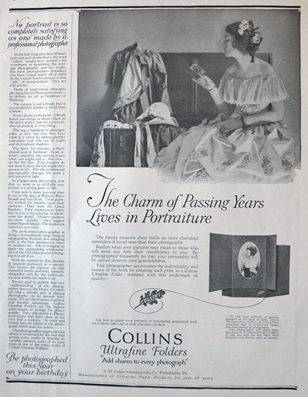 1921 Collins Ultrafine Photo Folder/Holder Ad