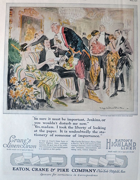 1921 Eaton Crane Stationery Ad ~ May Wilson Preston