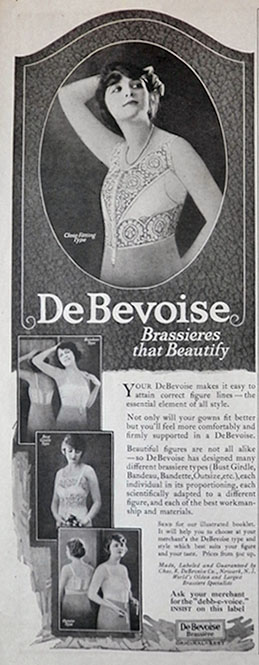 1921 DeBevoise Brassieres Ad