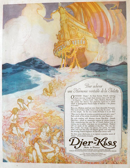 1921 Djer Kiss Ad ~ Sailing Ship