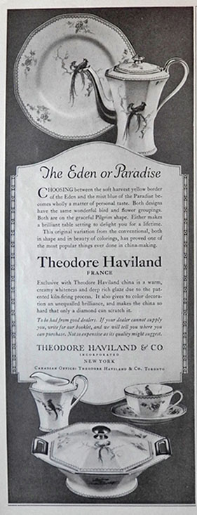 1925 Haviland China Ad ~ Eden or Paradise