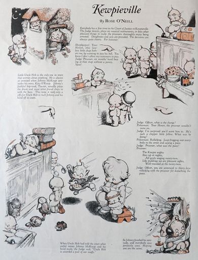 1926 Kewpieville Print by Rose O'Neill ~ Kewpieville Court of Justice