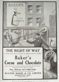 1918 Baker's Cocoa & Chocolate Ad ~ Horse Drawn Delivery Cart