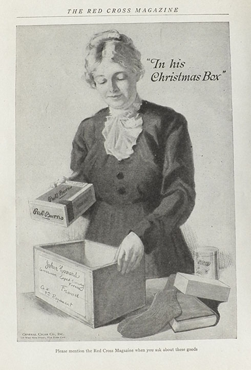 1918 WWI Robert Burns Cigars Ad ~ In His Christmas Box
