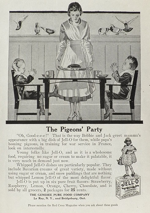 1918 Jello Ad ~ Coles Phillips ~ Homing Pigeons