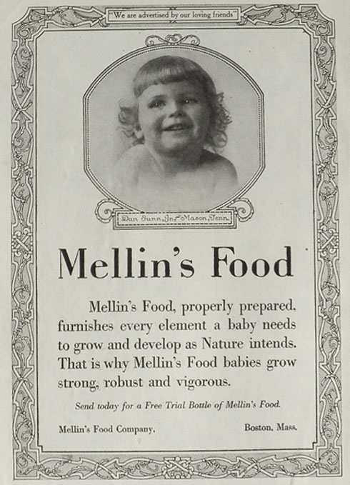 1919 Mellin's Baby Food Ad ~ Dan Gunn Jr ~ Mason, TN