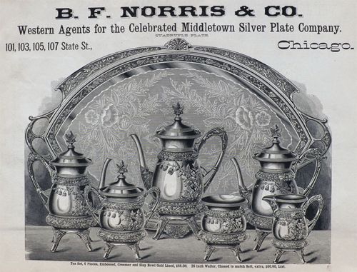 1882 B.F. Norris Middletown Quadruple Plate Tea Set Ad