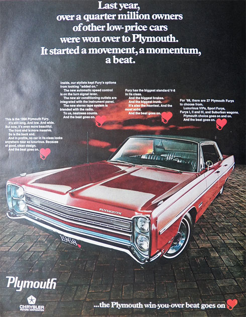 1968 Plymouth Fury Ad ~ A Movement, A Momentum
