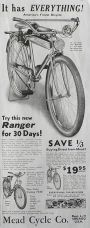 1935 Vintage Mead Ranger "Ace" Bicycle Ad