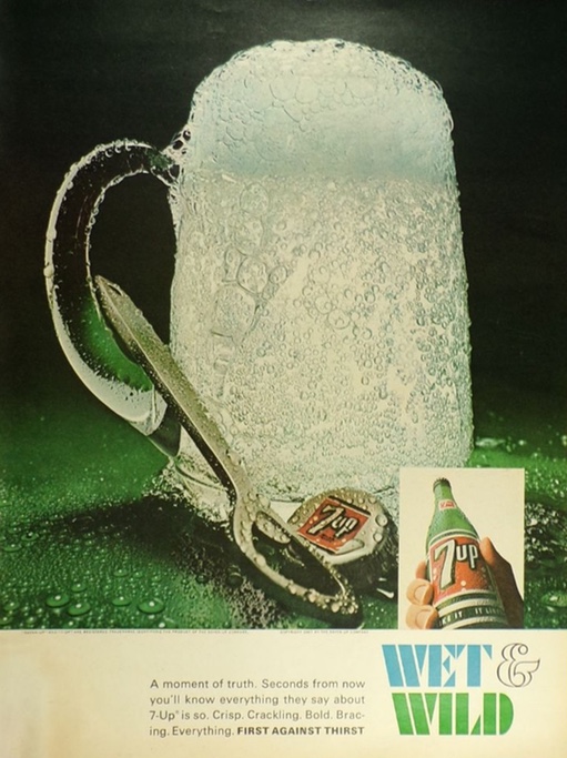 1967 Vintage 7-Up Ad ~ Crisp, Crackling, Bold