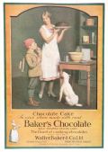 1926 Baker's Chocolate Ad ~ A Boy & His Dog Wait for Mom's Cake