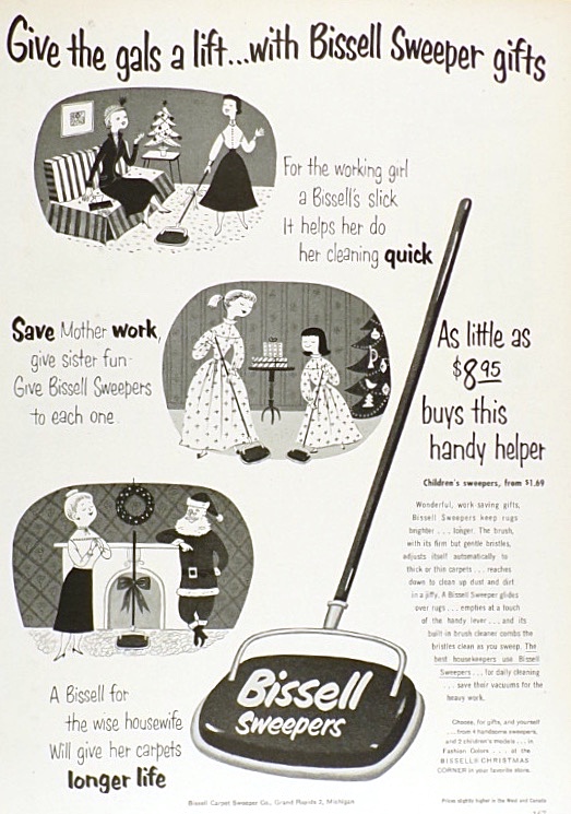 1953 Vintage Bissell Sweeper Ad ~ Give the Gals a Lift