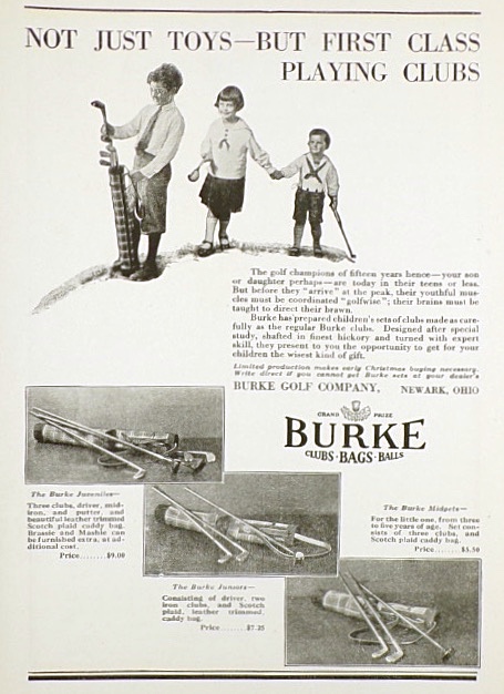 1923 Burke Junior Golf Clubs Ad ~ For Children